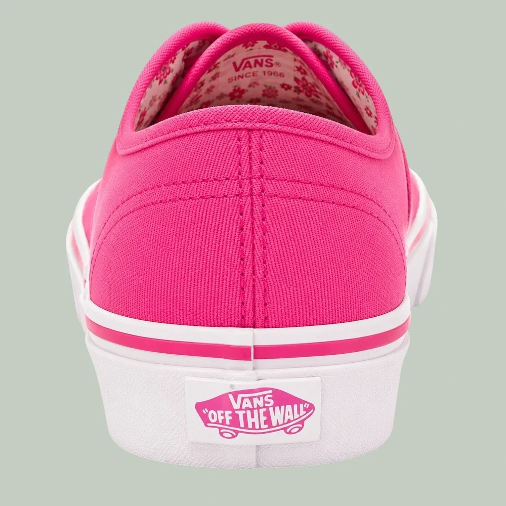 Vans Authentic Neon Pink Canvas Low Top Skate Shoes Mens Size 10
